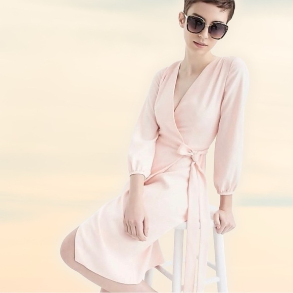 J. Crew Dresses & Skirts - J. Crew ‘Wrap Dress in 365 Crepe’ in Baby Pink Size 4